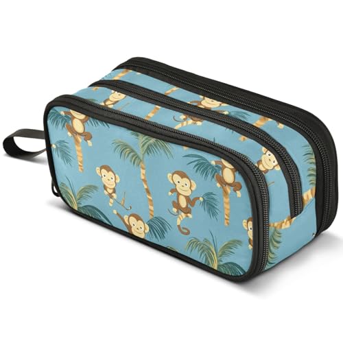 Mnsruu Federmäppchen mit niedlichem Giraffen-Blätter-Design, großes Fassungsvermögen, Stifteetui mit 3 Fächern, Stifthalter, Organizer, Schreibwaren-Tasche, B504, Kinderrucksack von Mnsruu