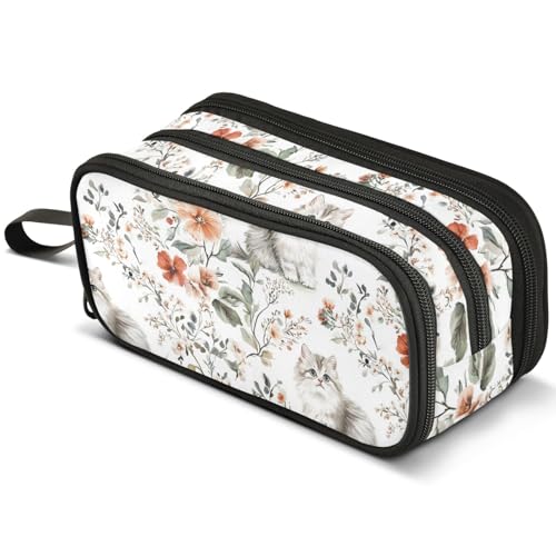 Mnsruu Federmäppchen mit niedlichem Giraffen-Blätter-Design, großes Fassungsvermögen, Stifteetui mit 3 Fächern, Stifthalter, Organizer, Schreibwaren-Tasche, B506, Kinderrucksack von Mnsruu