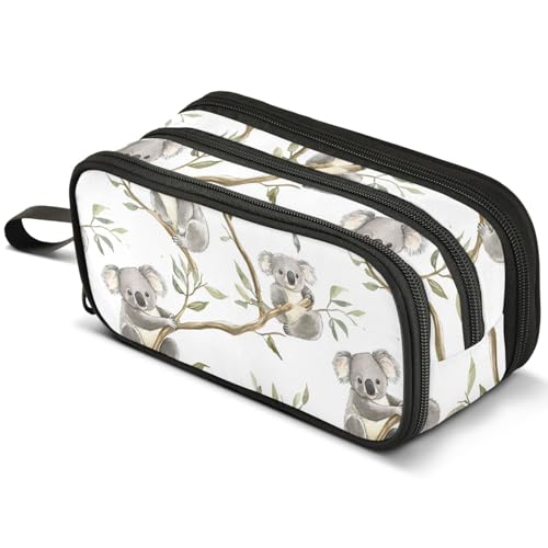 Mnsruu Federmäppchen mit niedlichem Giraffen-Blätter-Design, großes Fassungsvermögen, Stifteetui mit 3 Fächern, Stifthalter, Organizer, Schreibwaren-Tasche, B507, Kinderrucksack von Mnsruu