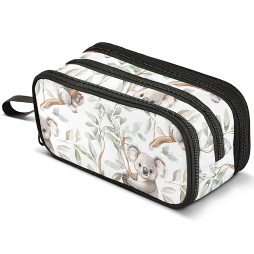 Mnsruu Federmäppchen mit niedlichem Giraffen-Blätter-Design, großes Fassungsvermögen, Stifteetui mit 3 Fächern, Stifthalter, Organizer, Schreibwaren-Tasche, B508, Kinderrucksack von Mnsruu