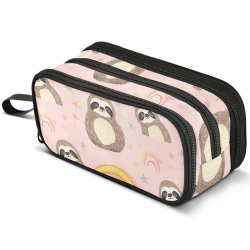 Mnsruu Federmäppchen mit niedlichem Pandas-Aquarell-Design, großes Fassungsvermögen, Stifteetui mit 3 Fächern, Stifthalter, Organizer, Schreibwaren-Tasche, B532, Kinderrucksack von Mnsruu