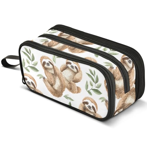 Mnsruu Federmäppchen mit niedlichem Pandas-Aquarell-Design, großes Fassungsvermögen, Stifteetui mit 3 Fächern, Stifthalter, Organizer, Schreibwaren-Tasche, B538, Kinderrucksack von Mnsruu