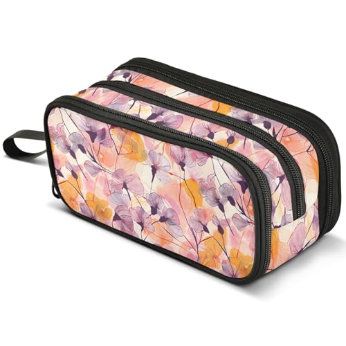 Mnsruu Federmäppchen mit roten Mohnblumen, großes Fassungsvermögen, Stifteetui mit 3 Fächern, Stifthalter, Organizer, Schreibwaren-Tasche, B389, Kinderrucksack von Mnsruu
