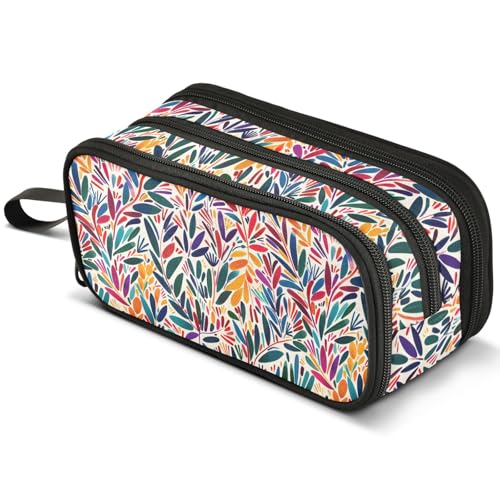 Mnsruu Federmäppchen mit roten Mohnblumen, großes Fassungsvermögen, Stifteetui mit 3 Fächern, Stifthalter, Organizer, Schreibwaren-Tasche, B390, Kinderrucksack von Mnsruu