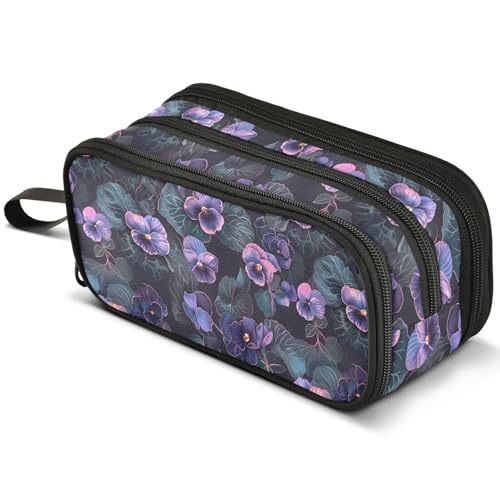 Mnsruu Federmäppchen mit schwarzem Hintergrund, großes Fassungsvermögen, Federmäppchen mit 3 Fächern, Stifthalter, Organizer, Schreibwaren-Tasche, B371, Kinderrucksack von Mnsruu