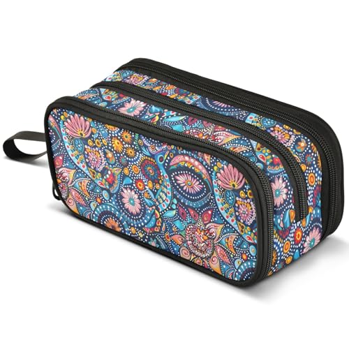 Mnsruu Federmäppchen mit schwarzem Hintergrund, großes Fassungsvermögen, Federmäppchen mit 3 Fächern, Stifthalter, Organizer, Schreibwaren-Tasche, B372, Kinderrucksack von Mnsruu