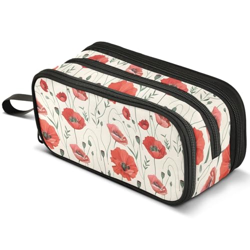 Mnsruu Federmäppchen mit schwarzem Hintergrund, großes Fassungsvermögen, Federmäppchen mit 3 Fächern, Stifthalter, Organizer, Schreibwaren-Tasche, B378, Kinderrucksack von Mnsruu