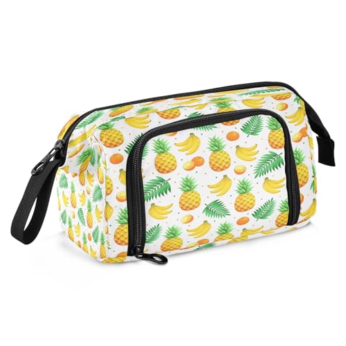 Mnsruu Federmäppchen mit tropischem Ananas-Design, großes Fassungsvermögen, Federmäppchen, Schreibwaren-Tasche für Büro, Schule, mehrfarbig, Schulranzen von Mnsruu