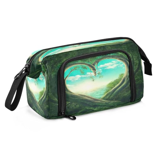 Mnsruu Federmäppchen mit zwei Bäumen, die ein Herz bilden, große Kapazität, Federmäppchen, Schreibwaren-Tasche für Büro, Schule, mehrfarbig, Schulranzen von Mnsruu