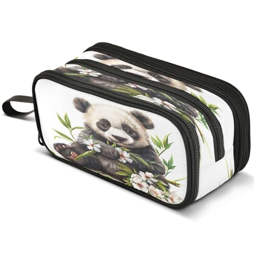 Mnsruu Federmappe mit Vogelbaum-Design, großes Fassungsvermögen, Stifteetui mit 3 Fächern, Stifthalter, Organizer, Schreibwaren-Tasche, B022, Kinderrucksack von Mnsruu