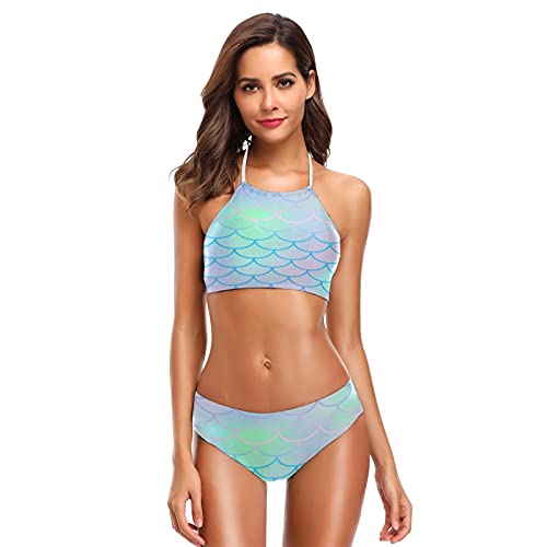 Mnsruu Fischschuppen Meerjungfrau Damen Neckholder Bikini Bademode Hohe Taille Gepolstert 2 Stück Gr. XXL/3XL, mehrfarbig Mnsruu Fischschuppen Meerjungfrau Damen Neckholder Bikini Bademode Hohe Taille Gepolstert 2 Stück Gr. XXL/3XL, mehrfarbig von Mnsruu