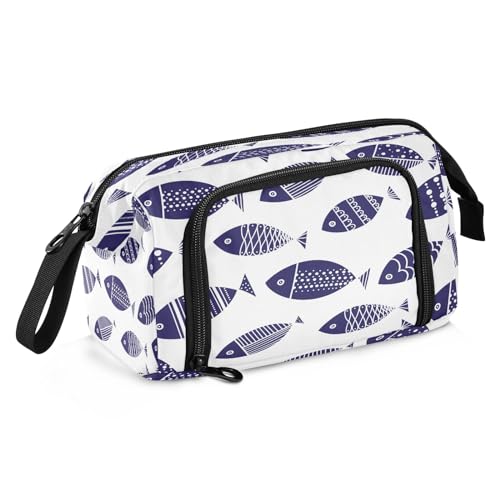 Mnsruu Fishes Federmäppchen mit großem Fassungsvermögen, Federmäppchen, Stiftebox, Schreibwaren, Büro, Organizer-Tasche für Erwachsene, Fische, Einheitsgröße, modisch von Mnsruu