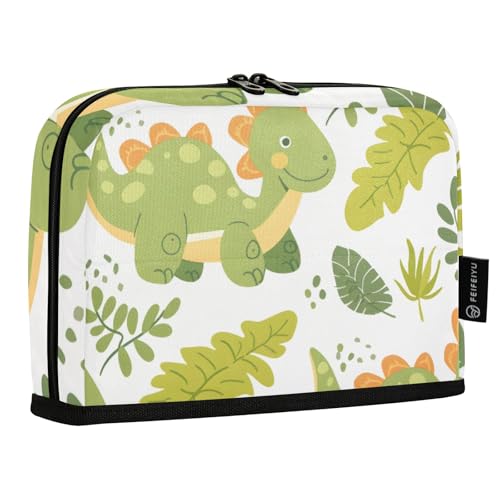 Mnsruu Grünes Dinosaurier-Pflanzen-Federmäppchen, großes Fassungsvermögen, Stifttasche für Jungen und Mädchen, mehrschichtiges Stifteetui, Stifthalter, Schreibwaren-Organizer für Schule, Büro, Arbeit von Mnsruu