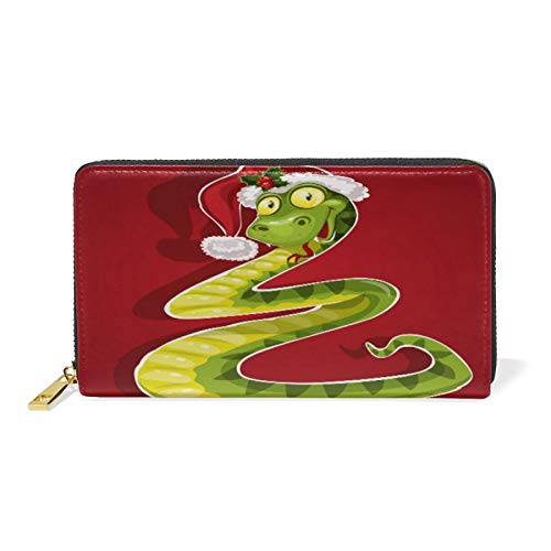 Mnsruu Halloween Niedliches Schlangentier Damen Brieftasche Reißverschluss Geldbörse Echtes Leder Geldbeutel Telefon Kreditkartenetui Portemonnaie für Frauen Mädchen von Mnsruu