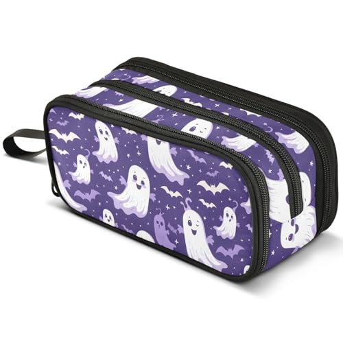 Mnsruu Halloween-Skelett-Federmäppchen, großes Fassungsvermögen, Stifteetui mit 3 Fächern, Stifthalter, Organizer, Schreibwaren-Tasche, B318, Kinderrucksack von Mnsruu