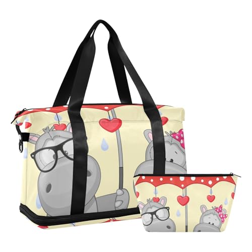 Mnsruu Hippos Sporttasche mit Regenschirm, #04, Einheitsgröße, modisch von Mnsruu