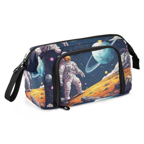 Mnsruu Hipster Astronaut Sonnensystem Weltraum Federmäppchen Große Kapazität Stifttasche Schreibwaren Bleistift Pouch Handheld Tasche für Studenten Teenager Schule Büro, Mehrfarbig von Mnsruu