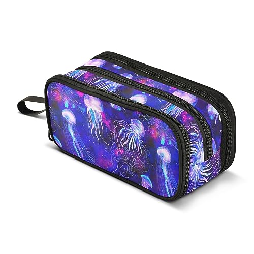 Mnsruu Jellyfishes Space Colorful Pencil Case Boys Girls Pen Bag Large Capacity School Office Stationery Organizer Pencil Pouch Holder Zipper Kids Teens Adults, A860, 22.5x9x11cm, Federmäppchen von Mnsruu