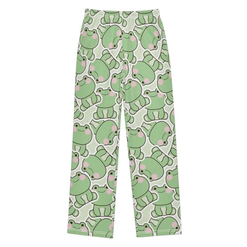Mnsruu Kawaii Pyjamahose für Jungen, Frosch-Design, mit Taschen, bequeme Nachtwäsche, elastischer Bund, Pyjamahose, Kinder-Pyjamahose für 6–14 Jahre, #01, 12-14 Years von Mnsruu