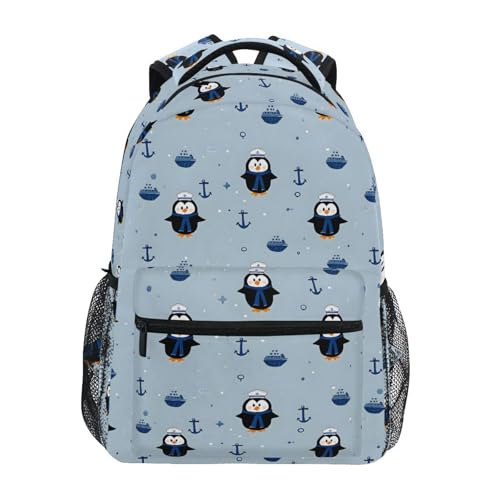 Mnsruu Kinder-Schulrucksack, Pinguin-Anker, leicht, elementar, Büchertasche, lässiger Rucksack von Mnsruu