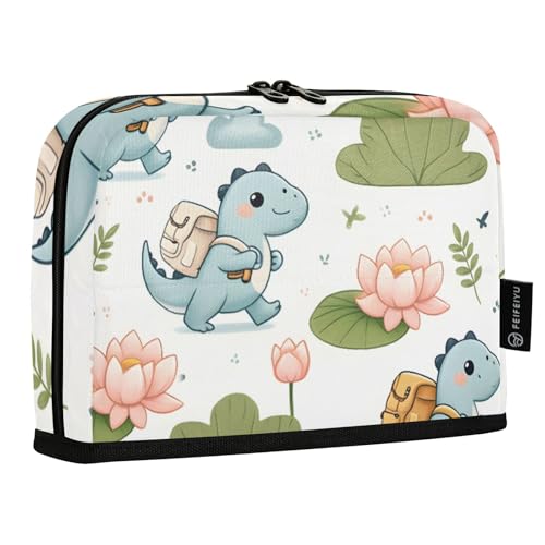 Mnsruu Kleine Dinosaurier-Lotusblätter, kleine Wolken, stehendes Federmäppchen, großes Fassungsvermögen, Stifttasche für Jungen und Mädchen, mehrschichtiges Stifteetui, Stifthalter von Mnsruu