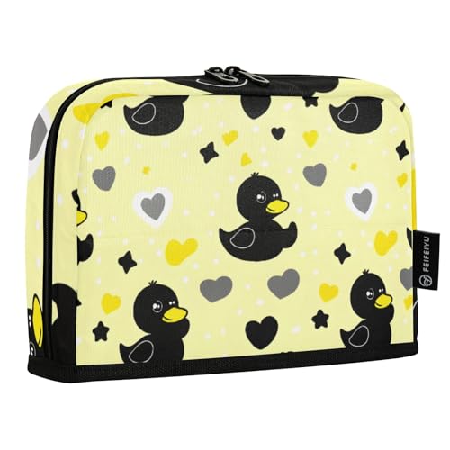 Mnsruu Kleine Ente schwarzes Steh-Federmäppchen, großes Fassungsvermögen, Stifttasche für Jungen und Mädchen, mehrschichtiges Stifteetui, Stifthalter, Schreibwaren-Organizer für Schule, Büro, Arbeit von Mnsruu