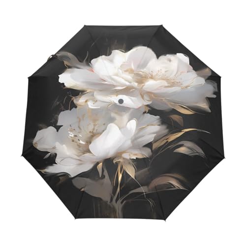 Mnsruu Kompakter Regenschirm mit Blumenmotiv, automatisches Öffnen, Schließen, Regenschirm, Reisen, winddicht, UV-beständig, Mehrfarbig, Einheitsgröße von Mnsruu