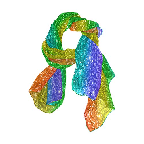 Mnsruu Langer Schal aus Chiffon, Regenbogenfarben, glitzernd, mehrfarbig von Mnsruu