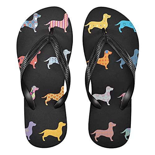 Mnsruu Lovely Dackel Welpe Flip Flops Flip Flops Flip Sandale Home Hausschuhe Hotel Spa Schlafzimmer Reisen M für Männer Frauen von Mnsruu
