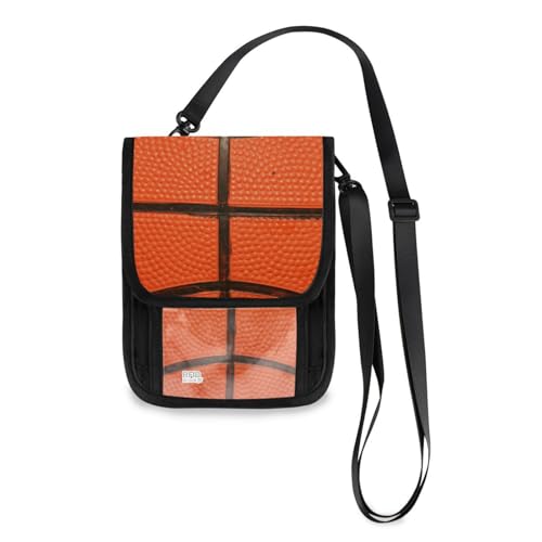 Mnsruu Macro of Basketball Reisebrieftasche Reisepasshülle Kreditkartenetui Tasche Unisex Crossbody Geldbörse Reise Hals Geldbörse mit verstellbarem Riemen, #01, Einheitsgröße, modisch von Mnsruu