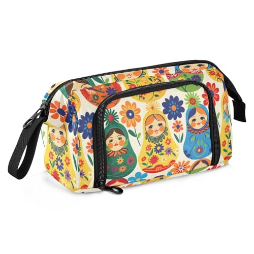 Mnsruu Matroschka Federmäppchen mit großem Fassungsvermögen, traditionelles Federmäppchen aus Holz, für Puppen, Schreibwaren, Schule, Uni, Büro, Organizer für Teenager, Erwachsene, Studenten, von Mnsruu