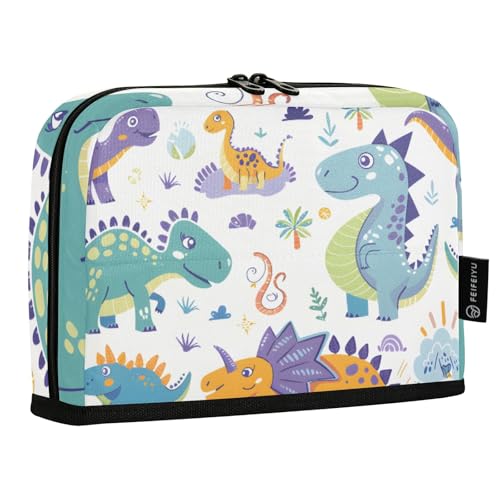 Mnsruu Niedliches Cartoon-Dinosaurier-Federmäppchen, großes Fassungsvermögen, Stifttasche für Jungen und Mädchen, mehrschichtiges Stifteetui, Stifthalter, Schreibwaren-Organizer für Schule, Büro von Mnsruu