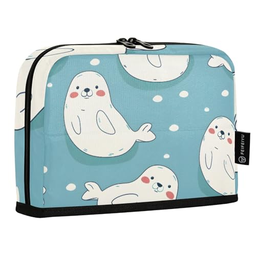 Mnsruu Niedliches Cartoon-Siegel-Federmäppchen, nahtloses Bild, stehendes Federmäppchen, großes Fassungsvermögen, Stifteetui für Jungen und Mädchen, mehrschichtige Stifteetui, Stifthalter Mnsruu Niedliches Cartoon-Siegel-Federmäppchen, nahtloses Bild, stehendes Federmäppchen, großes Fassungsvermögen, Stifteetui für Jungen und Mädchen, mehrschichtige Stifteetui, Stifthalter von Mnsruu