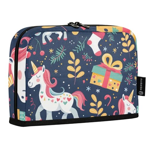 Mnsruu Niedliches Cartoon-Weihnachts-Federmäppchen, stehendes Federmäppchen, großes Fassungsvermögen, Stiftetasche für Jungen und Mädchen, mehrschichtiges Stifteetui, Stifthalter von Mnsruu