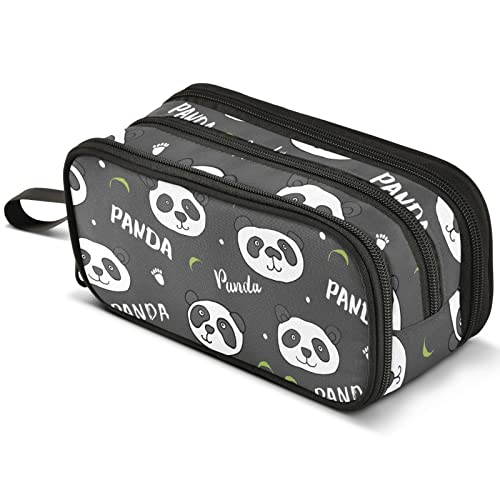 Mnsruu Niedliches Panda Federmäppchen, große Kapazität, Stifte-Tasche mit 3 Fächern, Stifthalter, Organizer, Schreibwaren-Tasche für Mädchen, Jungen und Erwachsene, H51, Schulranzen von Mnsruu