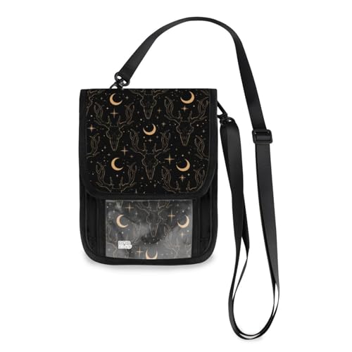 Mnsruu Reisebrieftasche mit goldenem Hirsch und Totenkopf, Reisepasshülle, Kreditkartenhalter, Tasche, Unisex, Crossbody-Geldbörse, Reisebrieftasche mit verstellbarem Riemen, #01, Einheitsgröße, Mnsruu Reisebrieftasche mit goldenem Hirsch und Totenkopf, Reisepasshülle, Kreditkartenhalter, Tasche, Unisex, Crossbody-Geldbörse, Reisebrieftasche mit verstellbarem Riemen, #01, Einheitsgröße, von Mnsruu