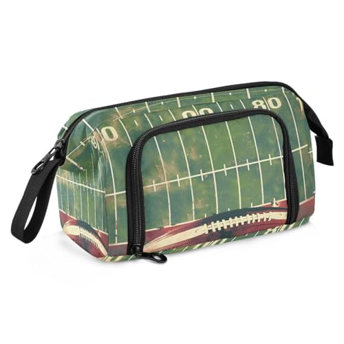 Mnsruu Retro American Football Court Federmäppchen Große Kapazität Stifttasche Schreibwaren Federmäppchen Handheld Tasche für Studenten Teenager Schule Büro, Mehrfarbig von Mnsruu