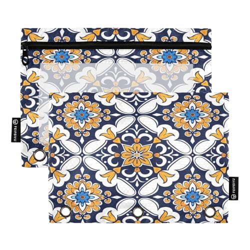 Mnsruu Roma Texture Pencil Pouch for 3 Ring Binder, 2 PCS Binder Pencil Pouch with Zipper, Clear Window Zipper Pencil Case Pencil Bags for Office Supplies, Mehrfarbig, Einheitsgröße, Taschen-Organizer von Mnsruu