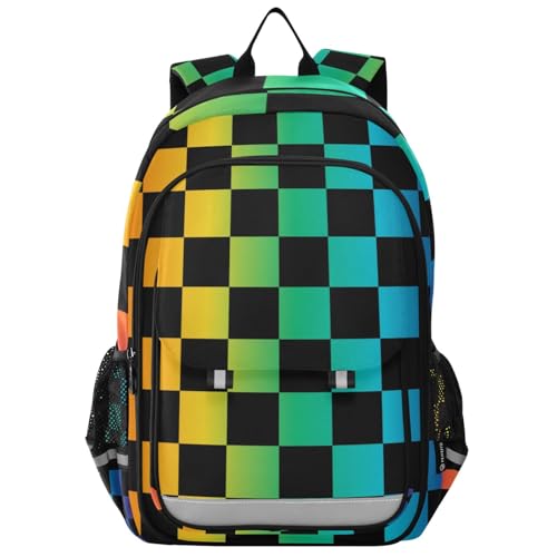 Mnsruu Rucksack mit bunten Quadraten, kariert, für Kinder, Schultasche, Damen, Herren, Laptop-Rucksack, Reiserucksack, A1858, 33x22x45cm von Mnsruu