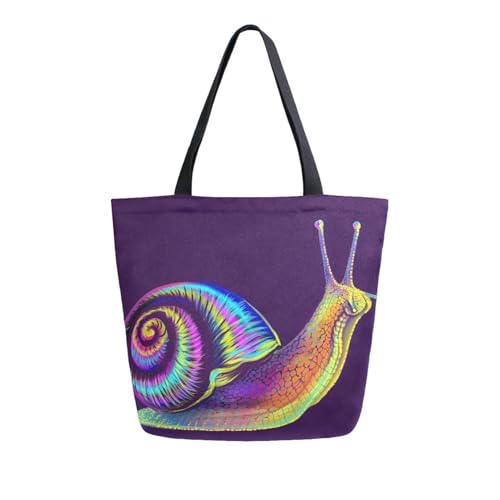 Mnsruu Schnecke abstrakte Canvas-Tragetasche für Damen, große Umhängetasche, wiederverwendbar, Einkaufstasche, Handtasche, Mädchen, Geldbörse, Geschenk, A1704, 34.5x13x40cm von Mnsruu