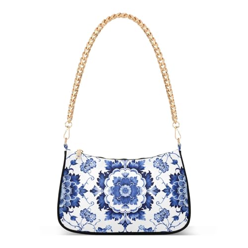 Mnsruu Schultertaschen für Damen, blau-weißes Porzellan-Muster, Geldbörse, Kette, Tasche, Tragetasche, Mehrfarbig 13, Einheitsgröße Mnsruu Schultertaschen für Damen, blau-weißes Porzellan-Muster, Geldbörse, Kette, Tasche, Tragetasche, Mehrfarbig 13, Einheitsgröße von Mnsruu