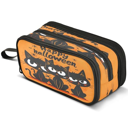 Mnsruu Schwarze Ziege und Mond Federmäppchen, großes Fassungsvermögen, Stifteetui mit 3 Fächern, Stifthalter, Organizer, Schreibwaren-Tasche, B063, Kinderrucksack von Mnsruu