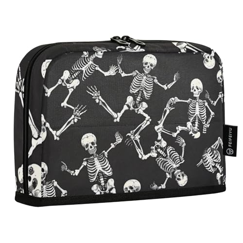 Mnsruu Skelette schwarzes Steh-Federmäppchen, großes Fassungsvermögen, Stifttasche für Jungen und Mädchen, mehrschichtiges Stifteetui, Stifthalter, Schreibwaren-Organizer für Schule, Büro, Arbeit von Mnsruu