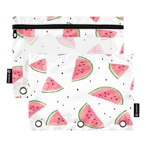 Mnsruu Sommer-Federmäppchen für 3-Ringbücher mit Reißverschluss, 2 Stück, Federmäppchen mit transparentem Fenster, Kosmetiktasche für Büro, College, Zubehör, Mehrfarbig, Einheitsgröße von Mnsruu