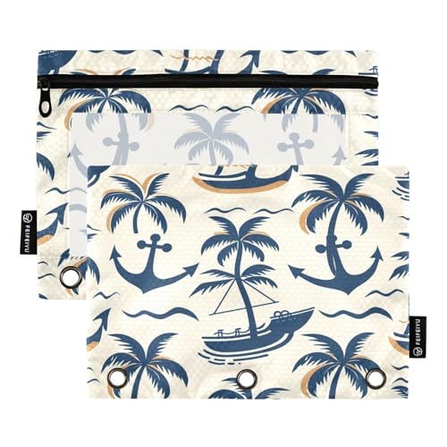 Mnsruu Spear Sommer-Federmäppchen für 3-Ringbuch, 2 Stück Binder-Federmäppchen mit Reißverschluss, transparentes Fenster, Reißverschluss, Federmäppchen für Bürobedarf, Mehrfarbig, Einheitsgröße von Mnsruu