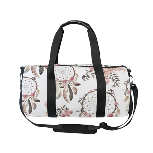 Mnsruu Sport-Turnbeutel mit Schultergurt für Damen und Herren, Traumfänger und Blumen_178053294_Original Duffle Bag Reisetraining Workout Tasche mit Schuhfach für Übernachtung, Wochenende, #01, von Mnsruu