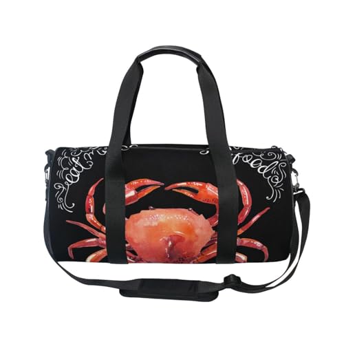 Mnsruu Sporttasche mit Schultergurt für Damen und Herren, Aquarell-Krabbe, isoliert auf schwarzer Reisetasche, Training, Workout-Tasche mit Schuhfach für Übernachtung, Wochenende, #01, Einheitsgröße, von Mnsruu
