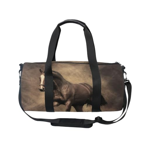 Mnsruu Sporttasche mit Schultergurt für Damen und Herren, Fat Horse Brown Horse Duffle-Tasche, Reisetraining, Workout-Tasche mit Schuhfach für Übernachtung, Wochenende, #01, Einheitsgröße, modisch von Mnsruu