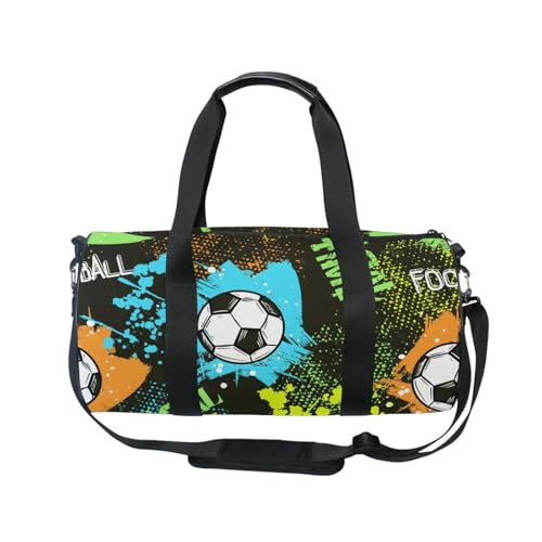 Mnsruu Sporttasche mit Schultergurt für Damen und Herren, Fußball-Elemente, Reisetasche, Trainingstasche mit Schuhfach für Übernachtung, Wochenende, #01, Einheitsgröße, modisch von Mnsruu