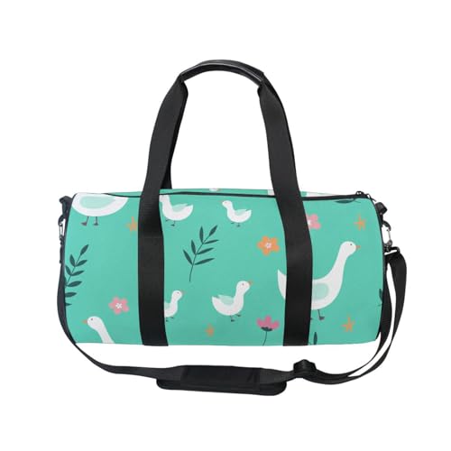 Mnsruu Sporttasche mit Schultergurt für Damen und Herren, Gänse und Blumen, Reisetasche, Training, Workout-Tasche mit Schuhfach für Übernachtung, Wochenende, #01, Einheitsgröße, modisch von Mnsruu